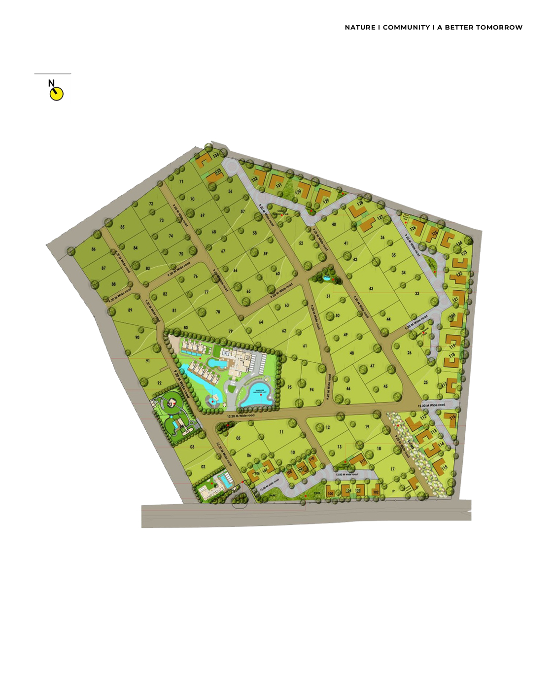 Master plan of Misty Lake plots, clubhouse, lake and green spaces